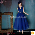 New Arrival Luxury Royal Blue Sleeveless Fashion Woman Party Wear Blue Lace Long Evening Dress